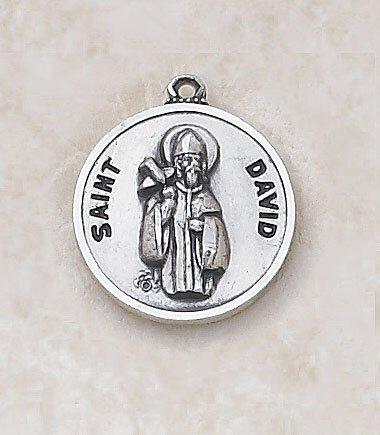 St. David Sterling Silver Medal Pendant Necklace - 20" Chain - Saint-Mike.org