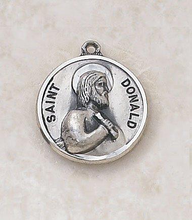 St. Donald Sterling Silver Medal Pendant Necklace - 20" Chain - Saint-Mike.org