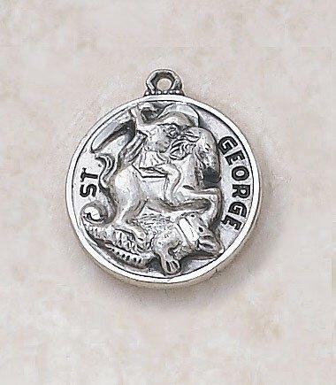 St. George Sterling Silver Pendant with Chain - 20" Chain - Saint-Mike.org