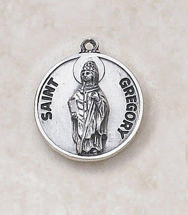 St. Gregory Sterling Silver Pendant Necklace - 20" Chain - Saint-Mike.org
