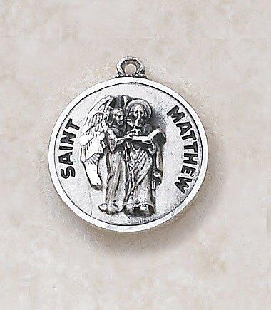 St. Matthew Sterling Silver Pendant Necklace - 20" Chain - Saint-Mike.org