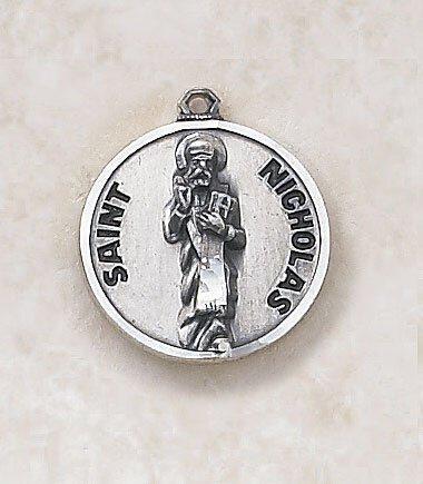 St. Nicholas Sterling Silver Pendant Necklace - 20" Chain - Saint-Mike.org