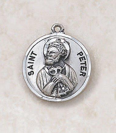 St. Peter Sterling Silver Pendant Necklace - 20" Chain - Saint-Mike.org
