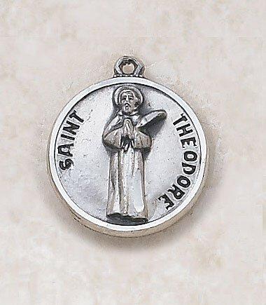 St. Theodore Sterling Silver Pendant Necklace - 20" Chain - Saint-Mike.org