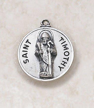 St. Timothy Sterling Silver Pendant Necklace - 20" Chain - Saint-Mike.org
