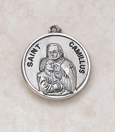 St. Camillus Sterling Silver Pendant Necklace - 20" Chain - Saint-Mike.org