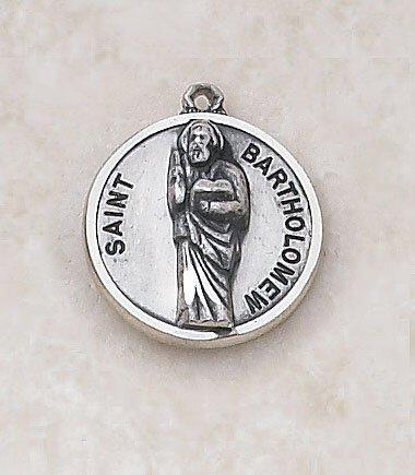 St. Bartholomew Sterling Silver Pendant Necklace - 20" Chain - Saint-Mike.org
