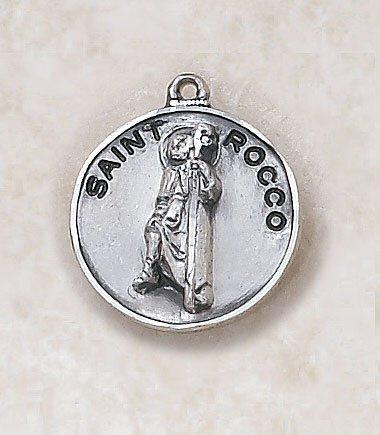 St. Rocco Sterling Silver Pendant Necklace - 20" Chain - Saint-Mike.org