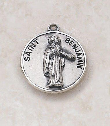 St. Benjamin Sterling Silver Pendant Necklace - 20" Chain - Saint-Mike.org