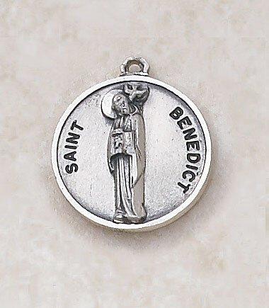 St. Benedict Sterling Silver Pendant Necklace - 20" Chain - Saint-Mike.org