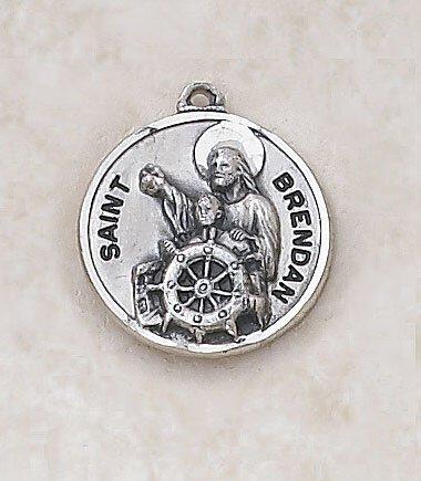 St. Brendan Sterling Silver Pendant Necklace - 20" Chain - Saint-Mike.org