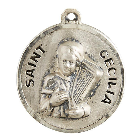St. Cecilia Sterling Silver Pendant Necklace - 18" Chain - Saint-Mike.org