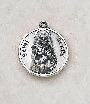St. Clare Sterling Silver Medal Pendant Necklace - 18" Chain - Saint-Mike.org