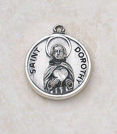 St. Dorothy Sterling Silver Medal Pendant Necklace - 18" Chain - Saint-Mike.org