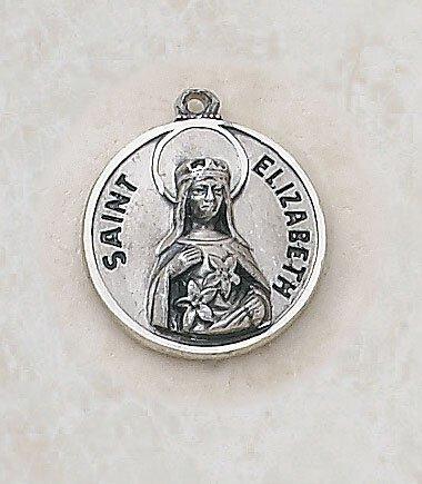 St. Elizabeth Sterling Silver Medal Pendant Necklace - 18" Chain - Saint-Mike.org