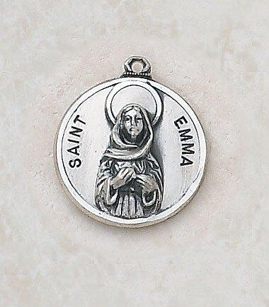 St. Emma Sterling Silver Medal Pendant Necklace - 18" Chain - Saint-Mike.org