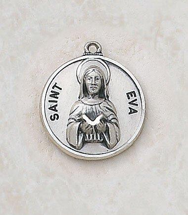 St. Eva Medal Pendant Necklace - 18" Chain - Saint-Mike.org