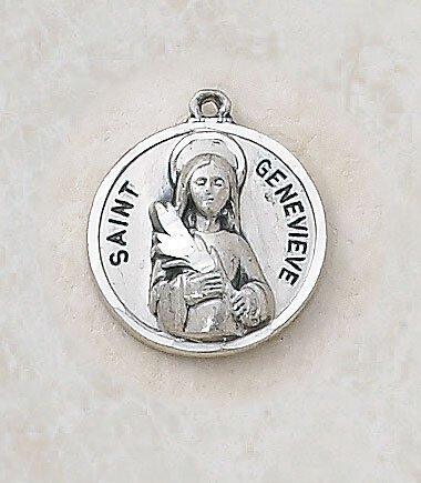 St. Genevieve Medal Pendant Necklace - 18" Chain - Saint-Mike.org