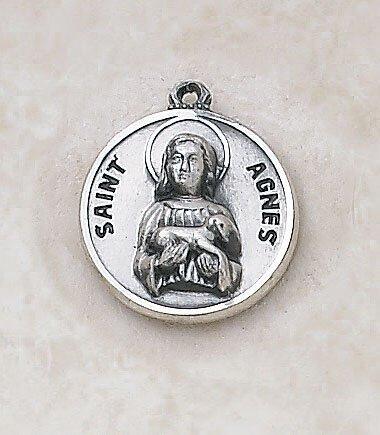 St. Agnes Sterling Silver Pendant Necklace - 18" Chain - Saint-Mike.org