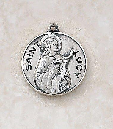 St. Lucy Sterling Silver Pendant Necklace - 18" Chain - Saint-Mike.org