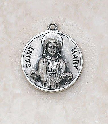 St. Mary Sterling Silver Pendant Necklace - 18" Chain - Saint-Mike.org