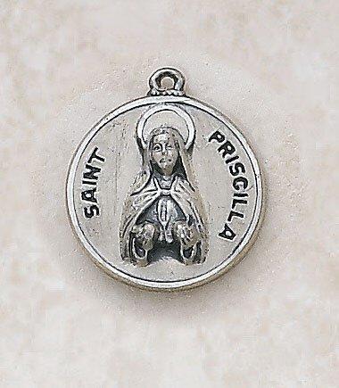 St. Priscilla Sterling Silver Pendant Necklace - 18" Chain - Saint-Mike.org