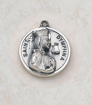St. Dymphna Sterling Silver Medal Pendant Necklace - 18" Chain - Saint-Mike.org