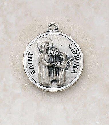 St. Lidwina Sterling Silver Pendant Necklace - 18" Chain - Saint-Mike.org