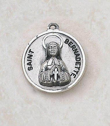 St. Bernadette Sterling Silver Pendant Necklace - 18" Chain - Saint-Mike.org