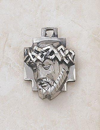 Head of Christ Sterling Silver Pendant Necklace - 24" Chain - Saint-Mike.org