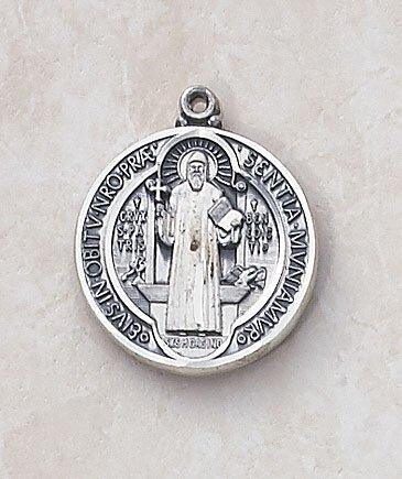 St. Benedict Sterling Silver Devotion Pendant Necklace - 24" Chain - Saint-Mike.org
