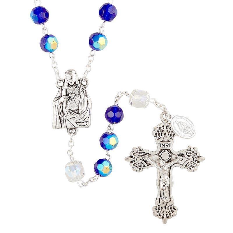 Sacred Heart / Immaculate Heart Reversible Centerpiece Rosary (Paola Carola Collection) - 8mm Bead - Saint-Mike.org