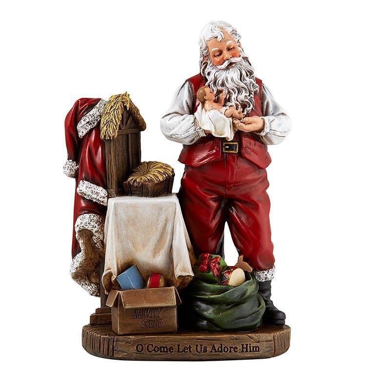 Santa Statue Figurine (Adoring Santa Collection) - 8" H - Saint-Mike.org