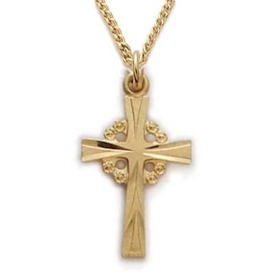 Simple Gold Celtic Cross Necklace for Ladies - 18" Chain - Saint-Mike.org