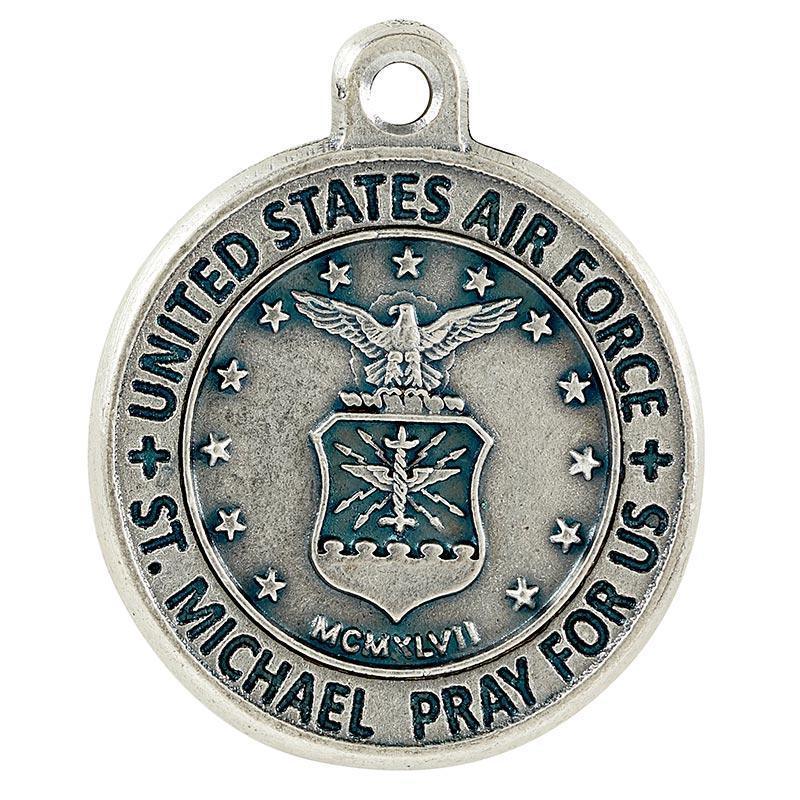 St. Michael Air Force Pewter Medal Necklace - 20" Chain - Saint-Mike.org