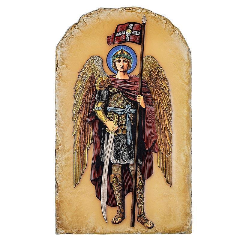 St Michael Arched Tile Plaque (Marco Sevelli Collection) - 15" H - Saint-Mike.org