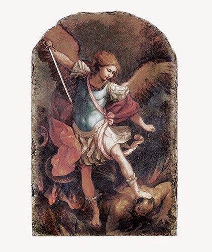 St. Michael Arched Tile Plaque (Marco Sevelli Collection) - 8.5" H - Saint-Mike.org