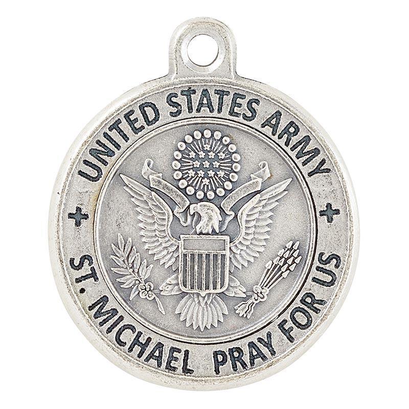 St. Michael Army Pewter Medal Necklace - 20" Chain - Saint-Mike.org