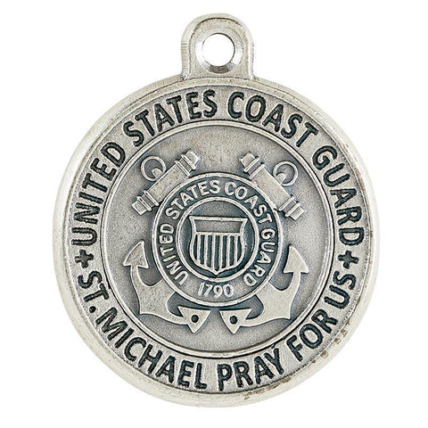 St. Michael Coast Guard Pewter Medal Necklace - 20" Chain - Saint-Mike.org