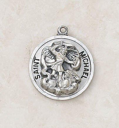St. Michael Pendant Circle Necklace Pewter (Heritage Collection) - 24" Chain - Saint-Mike.org