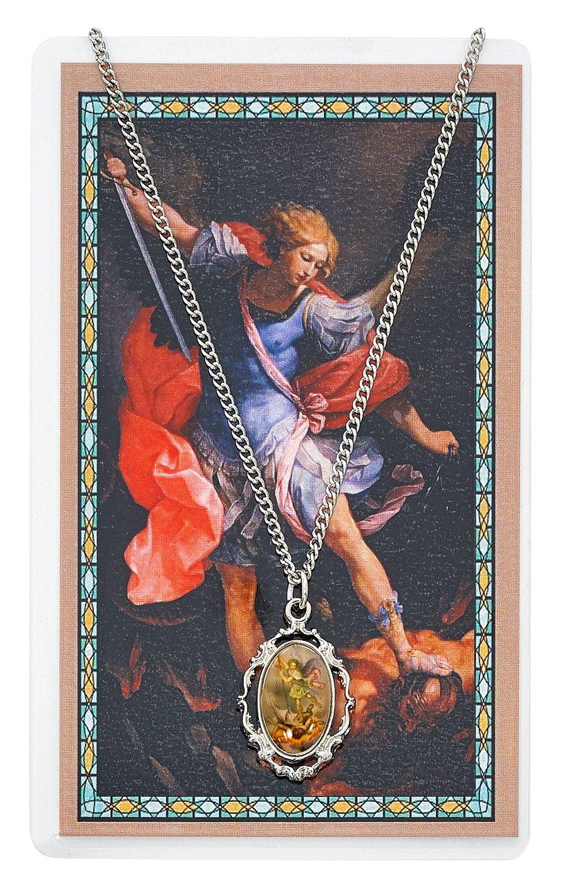 St. Michael Prayer Card with Ornate Pendant Necklace - 18" Chain - Saint-Mike.org