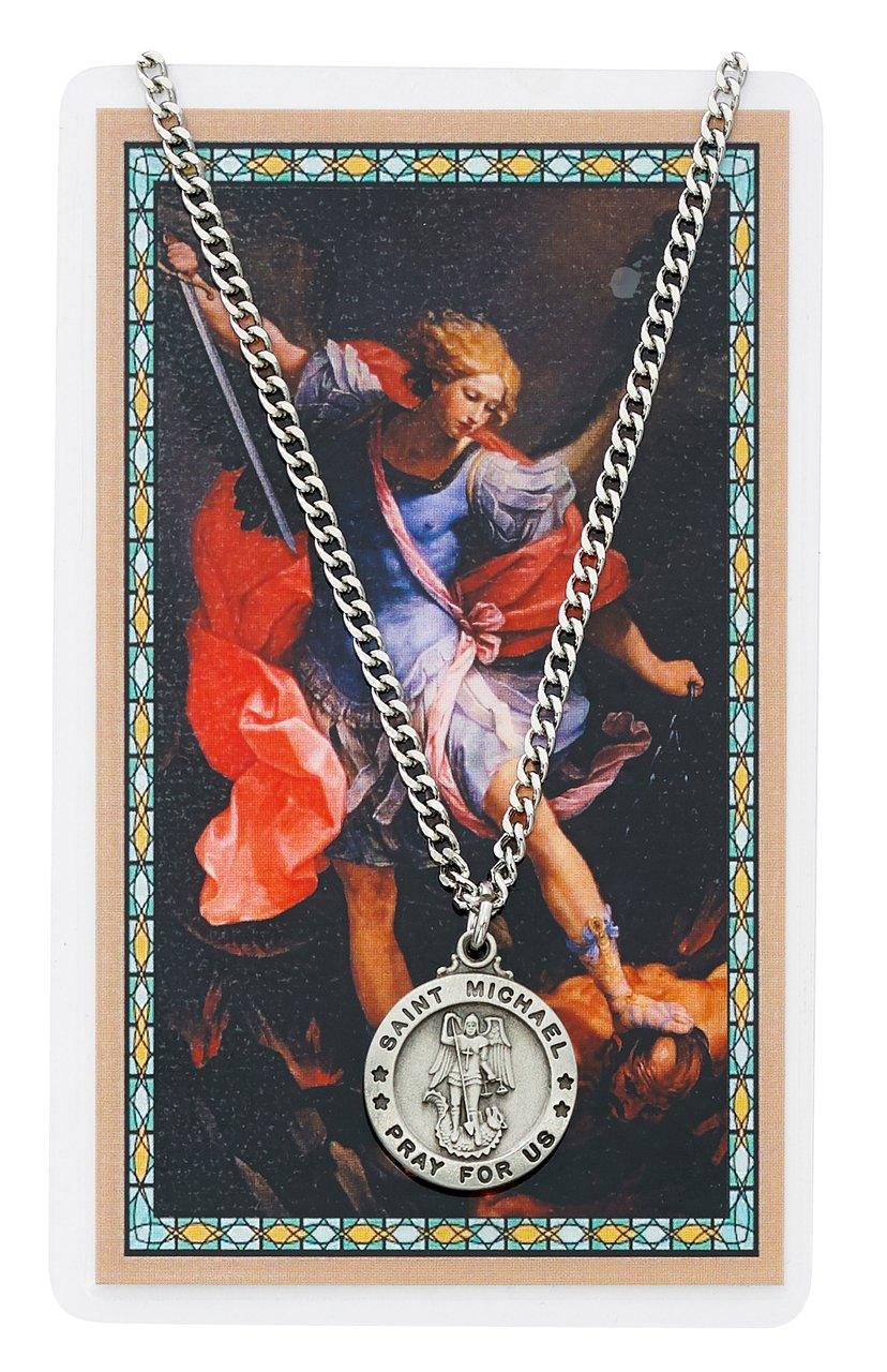 St. Michael Prayer Card with Pewter Medal - 24" Chain - Saint-Mike.org
