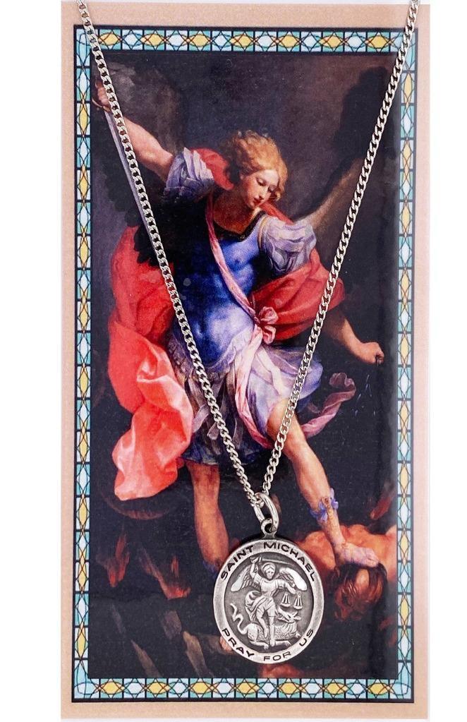 St. Michael Police Prayer Card with Pewter Pendant Necklace - 18" Chain - Saint-Mike.org