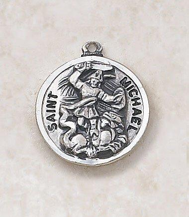 St. Michael Sterling Silver Pendant Necklace - 20" Chain - Saint-Mike.org