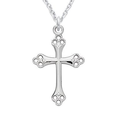 Sterling Cross Necklace for Women Simple Open Tip .8125" Pendant - 18" Chain - Saint-Mike.org
