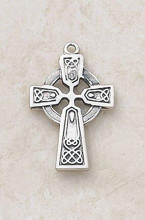 Sterling Silver Celtic Cross Necklace - 18" Chain - Saint-Mike.org