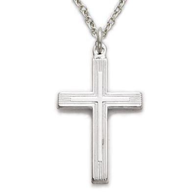 Sterling Silver Cross in Cross Necklace - 18" Chain - Saint-Mike.org