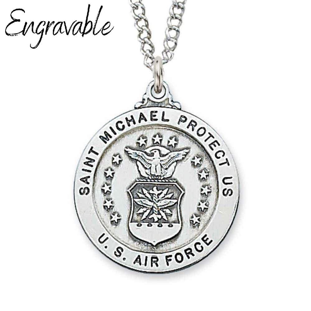 Sterling Silver St. Michael Air Force Pendant - 24" Chain - Saint-Mike.org
