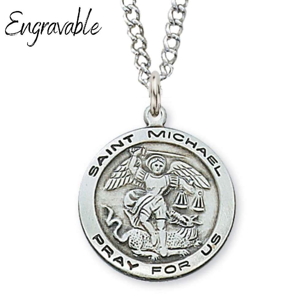 Sterling Silver St. Michael Circle Pendant - 18" Chain - Saint-Mike.org