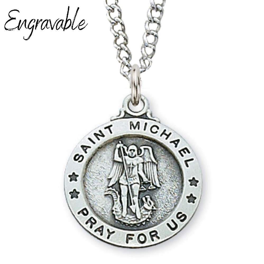 Sterling Silver St. Michael Engravable Pendant - 18" Chain - Saint-Mike.org